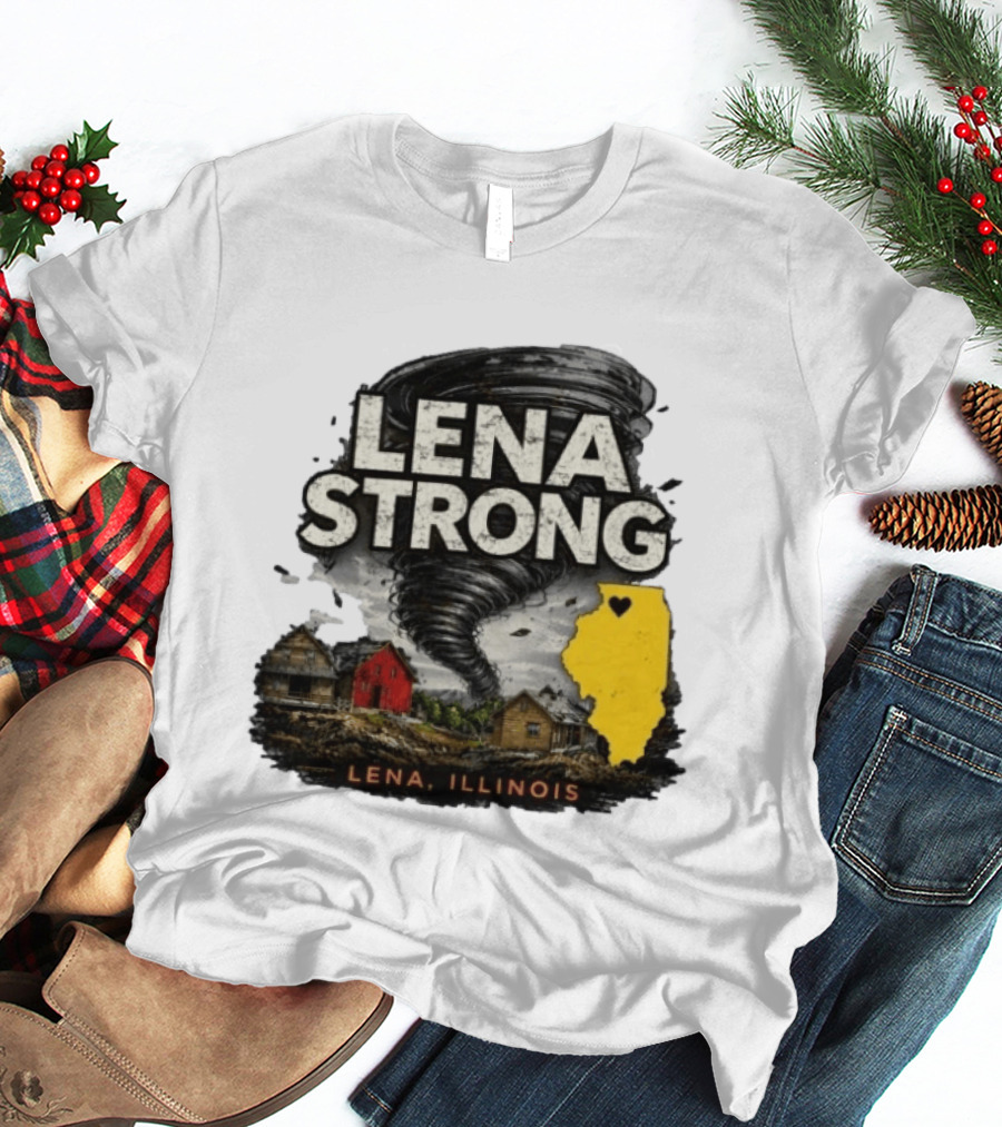 Lena Strong Illinois Tornado Heart Support T-Shirt