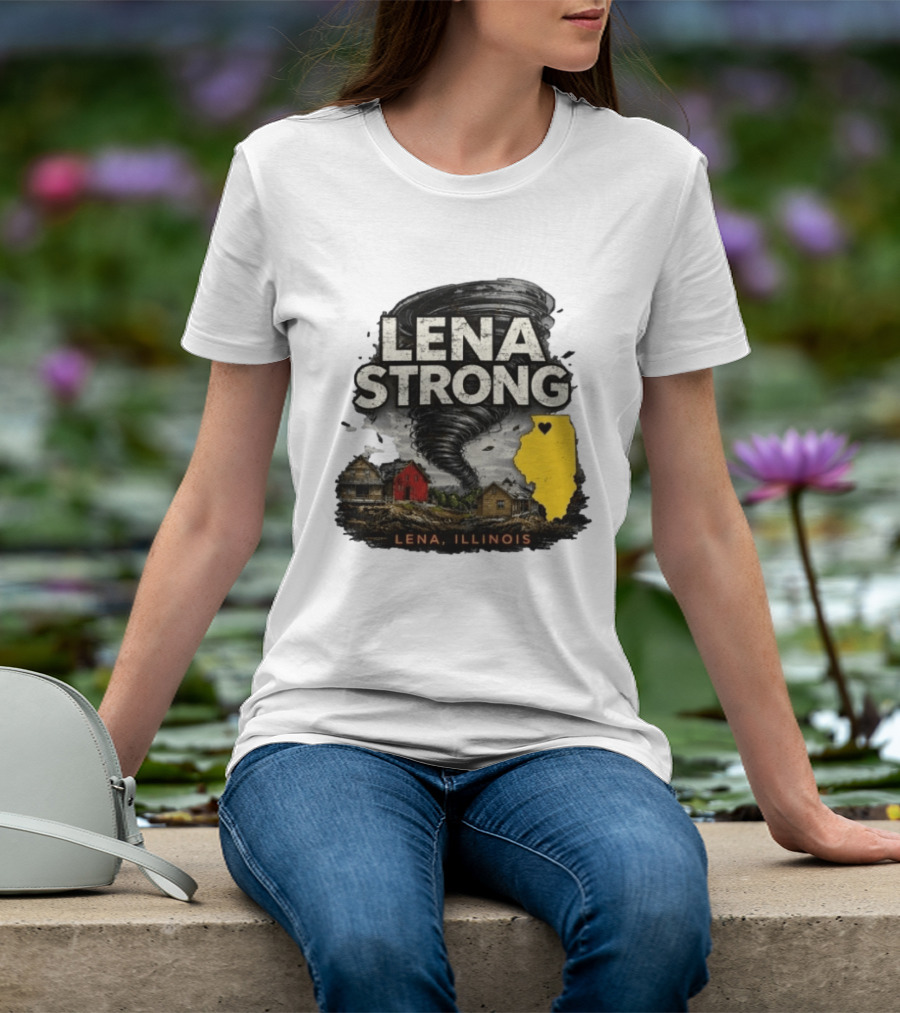 Lena Strong Illinois Tornado Heart Support T-Shirt