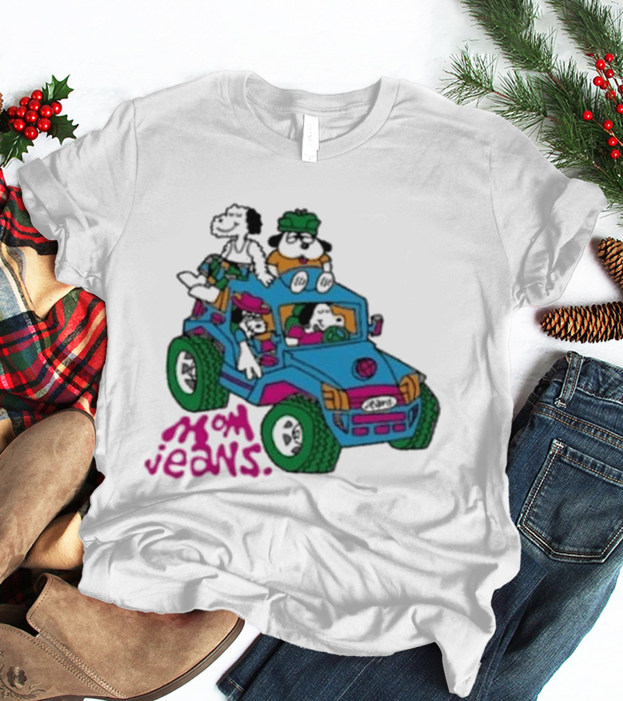 Mom Jeans Gorillaz Cartoon Characters Off Road Jeep Mock T-Shirt