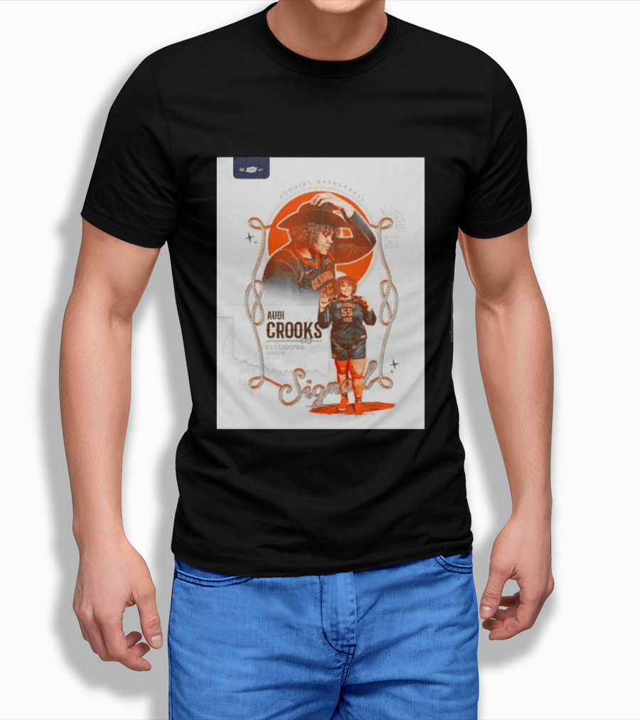 Audi Crooks Signed Oklahoma State Cowgirls Basketball 55 Center Senior T-Shirt