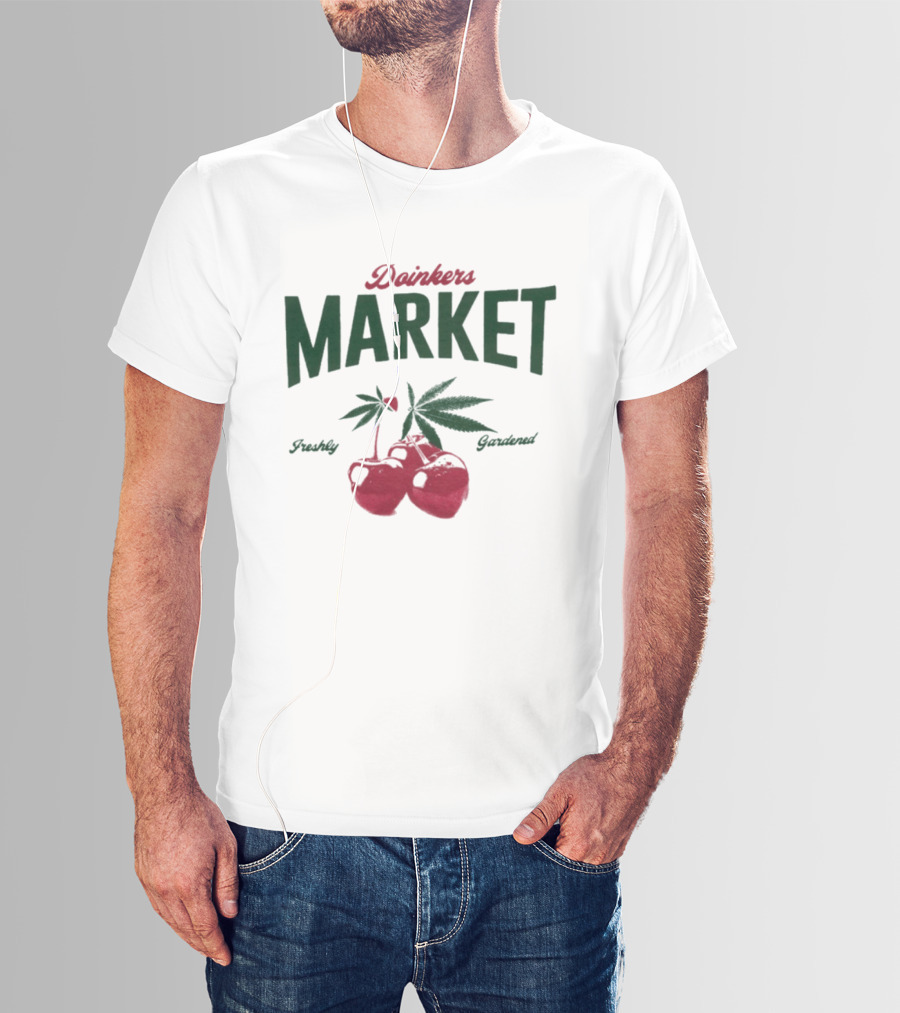 Doinkers Market Freshly Gardened Tomatoes And Cannabis Leaves T-Shirt