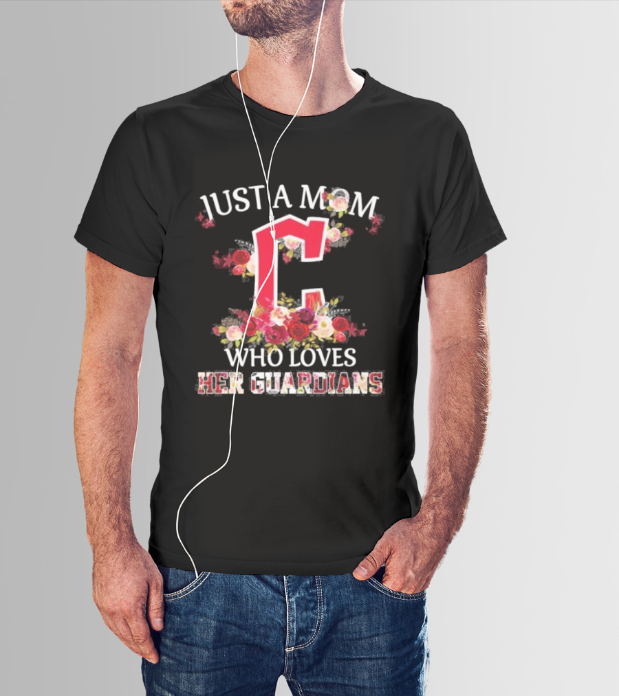 Just A Mom Who Loves Her Cleveland Guardians Floral Baseball Fan T-Shirt