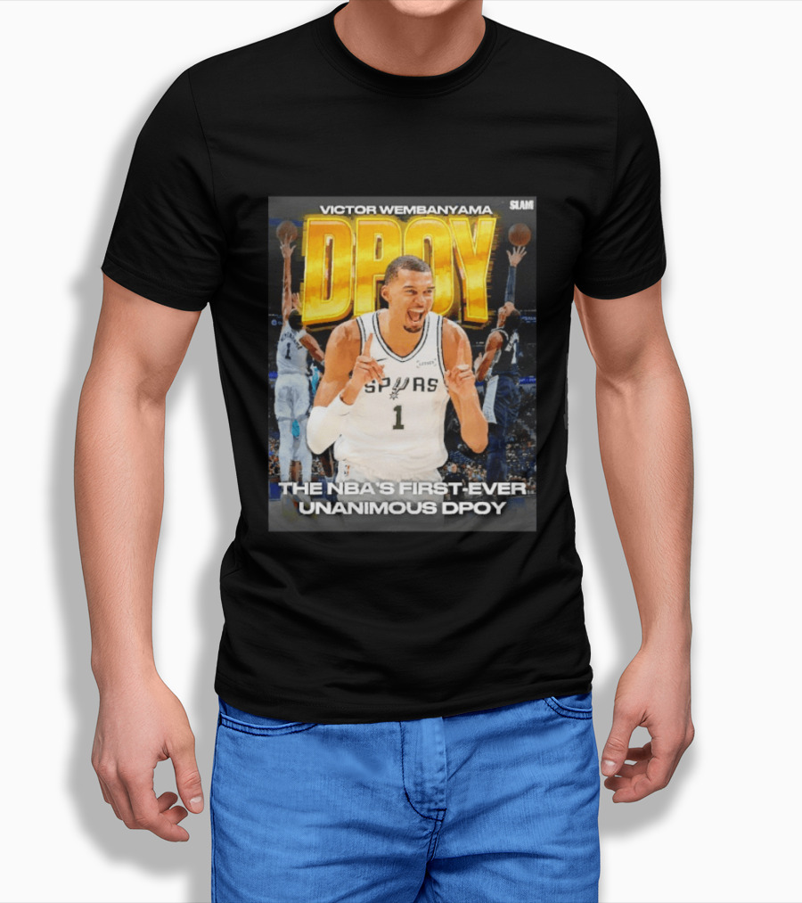Victor Wembanyama Spurs Basketball NBA First Ever Unanimous DPOY Recognition T-Shirt