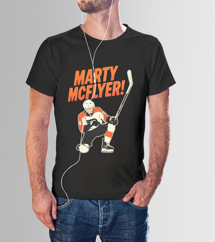 Marty McFlyer 94 Hockey Player In Action T-Shirt