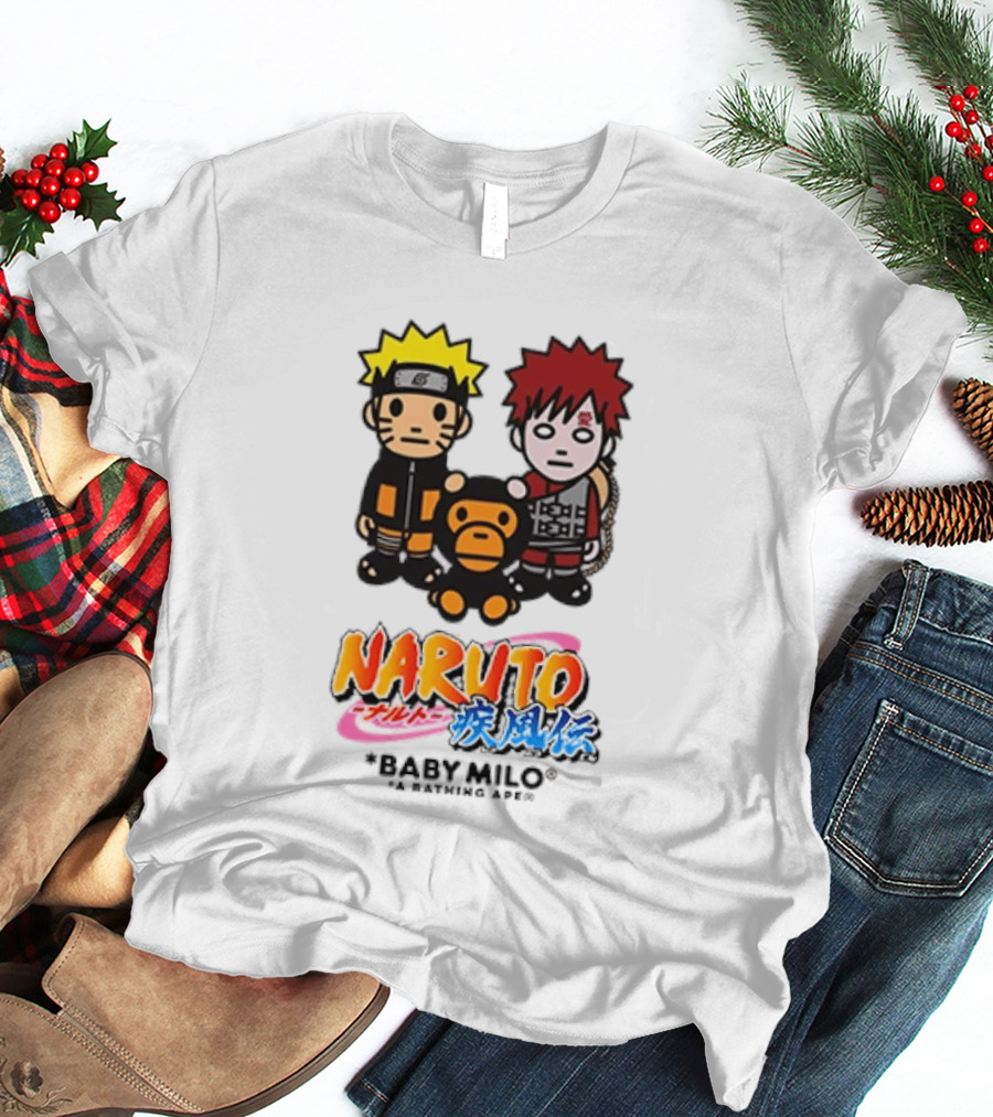 Naruto Baby Milo A Bathing Ape Collaboration With Gaara And Baby Milo Characters T-Shirt