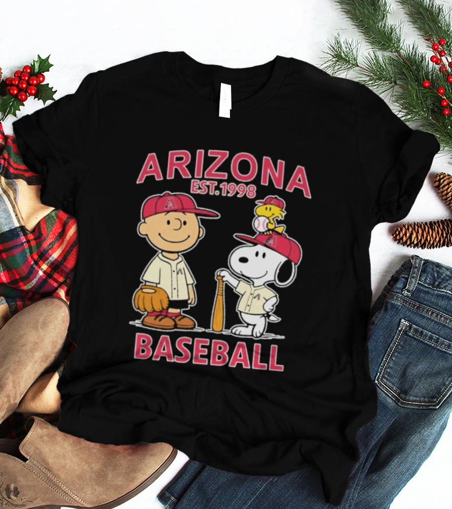 Arizona Est. 1998 Snoopy Woodstock Baseball Team Brown T-Shirt