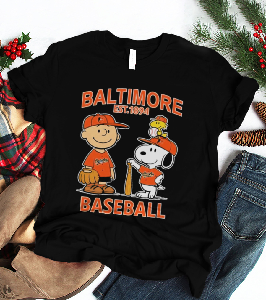 Baltimore Est. 1894 Baseball Snoopy Woodstock Charlie Brown T-Shirt