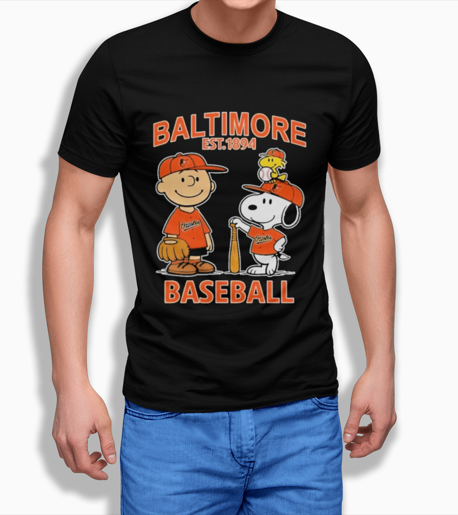 Baltimore Est. 1894 Baseball Snoopy Woodstock Charlie Brown T-Shirt