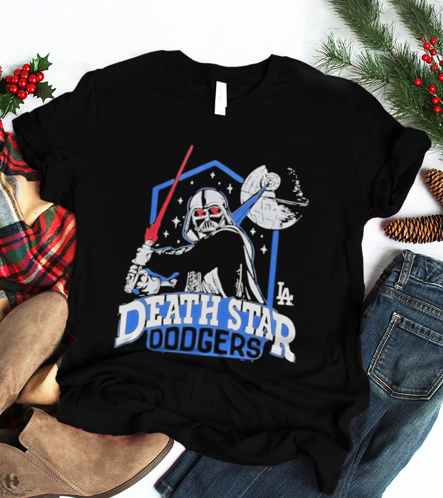 Death Star Dodgers LA Dark Side Star Wars Vader Mashup T-Shirt