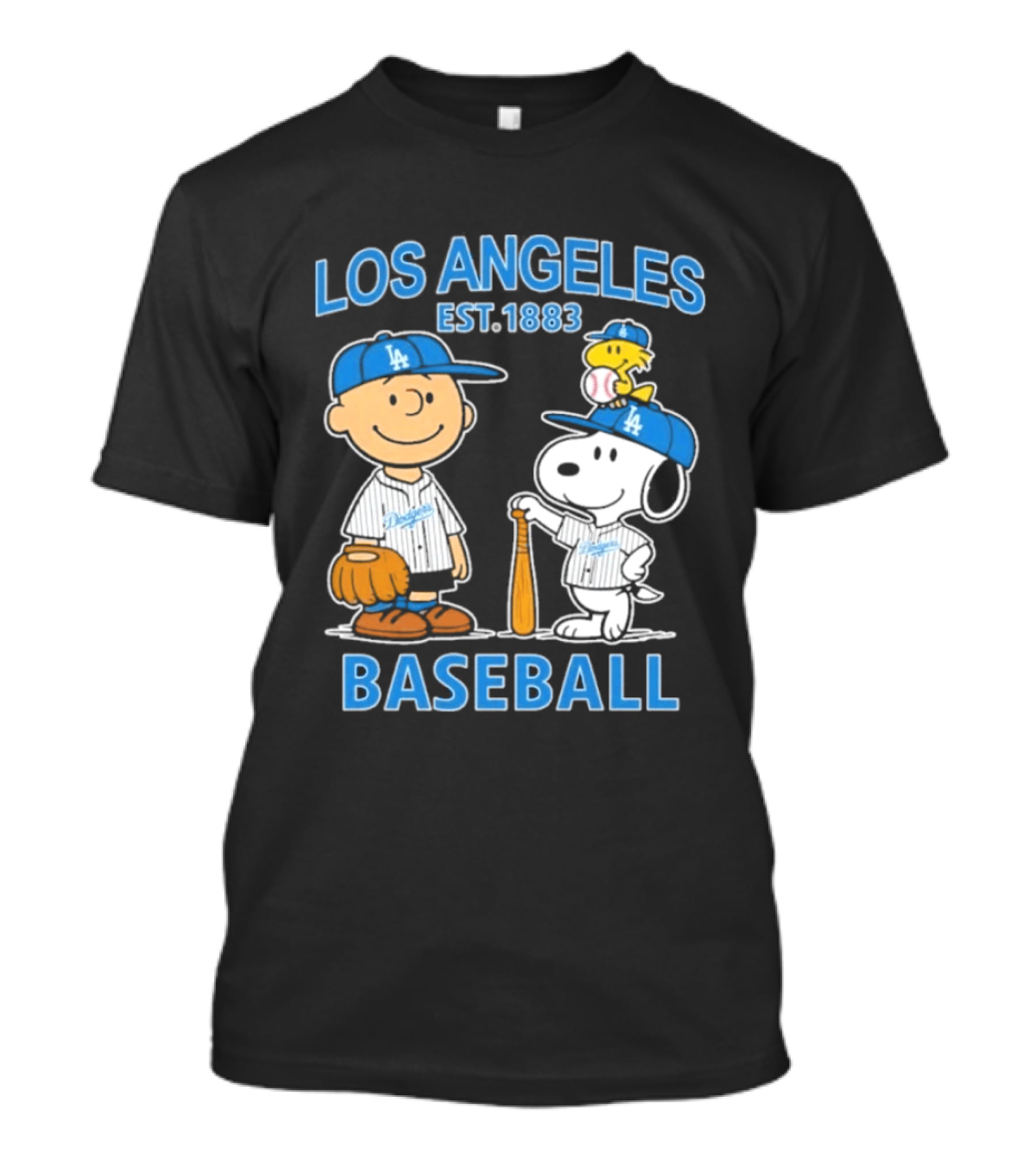 Los Angeles Baseball Est. 1883 Snoopy Woodstock Peanuts Brown T-Shirt