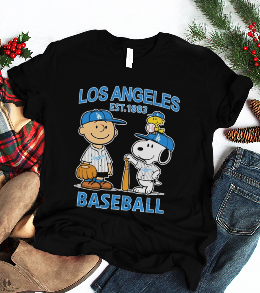 Los Angeles Baseball Est. 1883 Snoopy Woodstock Peanuts Brown T-Shirt