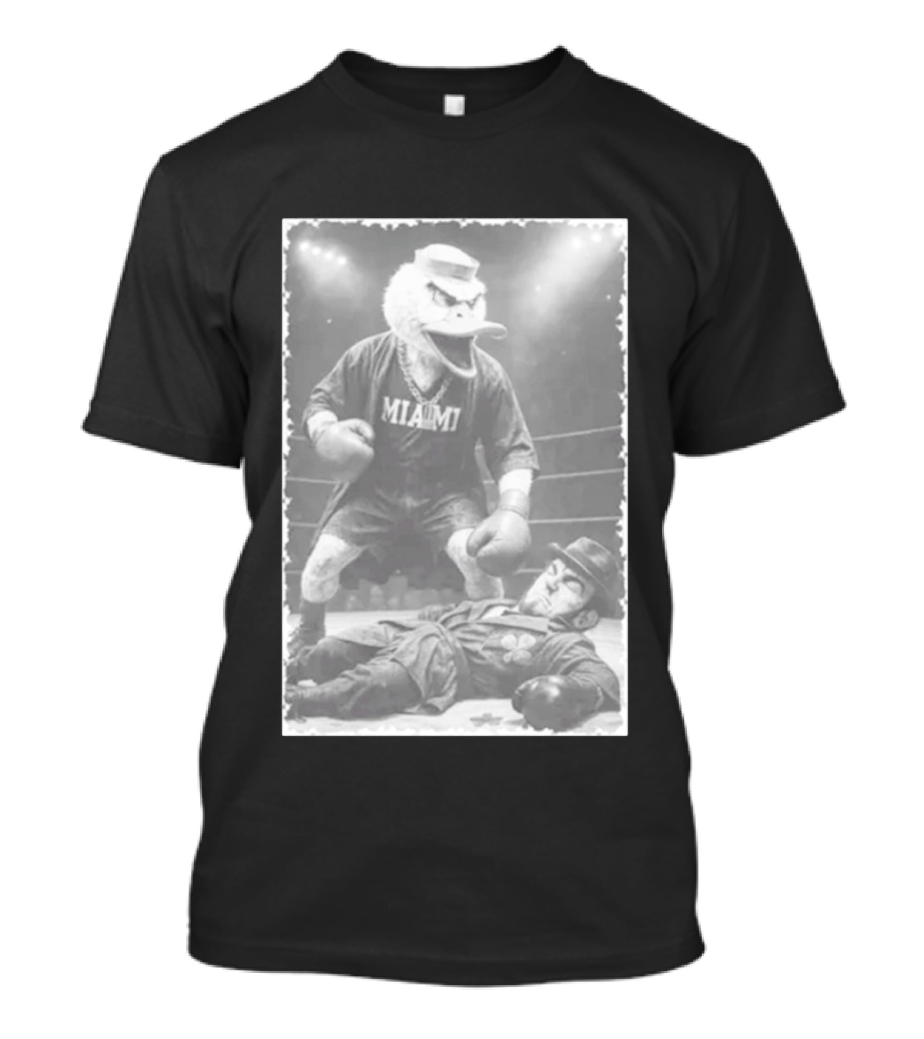 Miami Hurricanes Victory Mascot Dominating Classic Leprechaun Boxing Ring T-Shirt