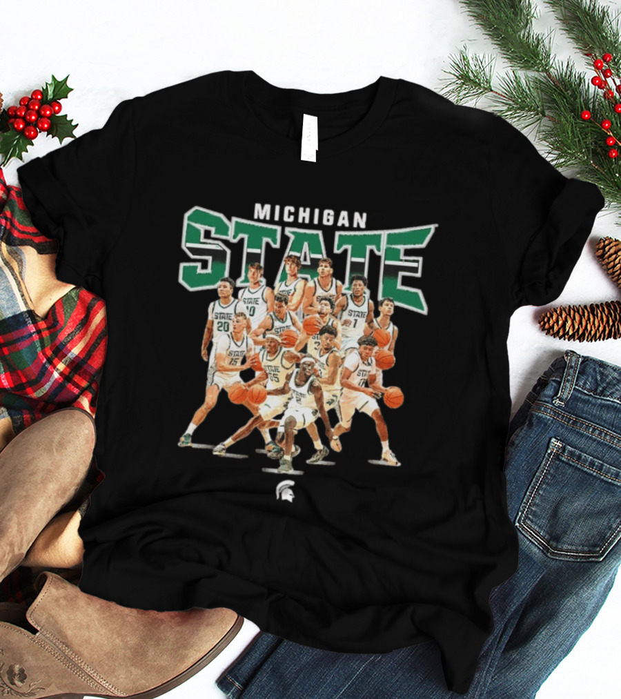 Michigan State Spartans Basketball Team Collage T-Shirt