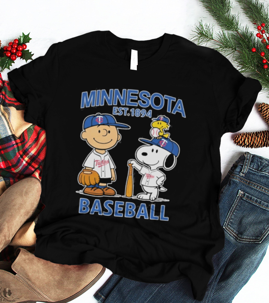 Minnesota Twins Baseball Est 1894 Snoopy Woodstock Charlie Brown T-Shirt