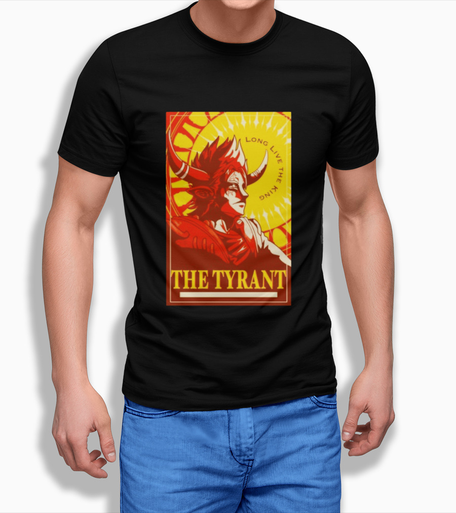 The Tyrant Long Live The King Anime Warrior With Horns Royal Sunburst T-Shirt