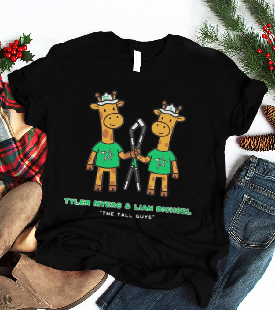 Tyler Myers Lian Bichsel The Tall Guys Dallas Stars Giraffes Hockey T-Shirt