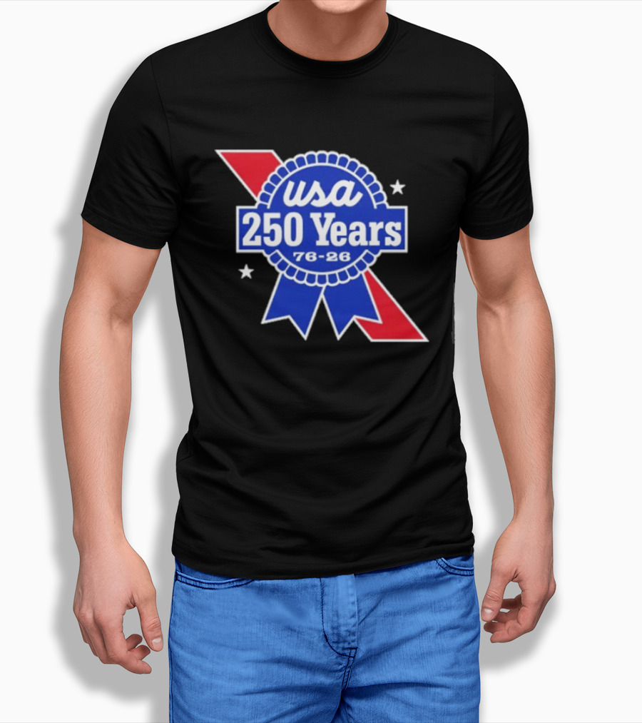 USA 250 Years Blue Ribbon 76 26 Celebration Stars T-Shirt