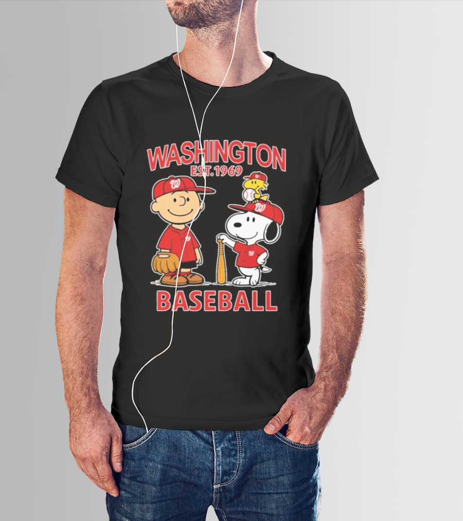 Washington Est. 1969 Snoopy Woodstock Baseball Redcaps T-Shirt