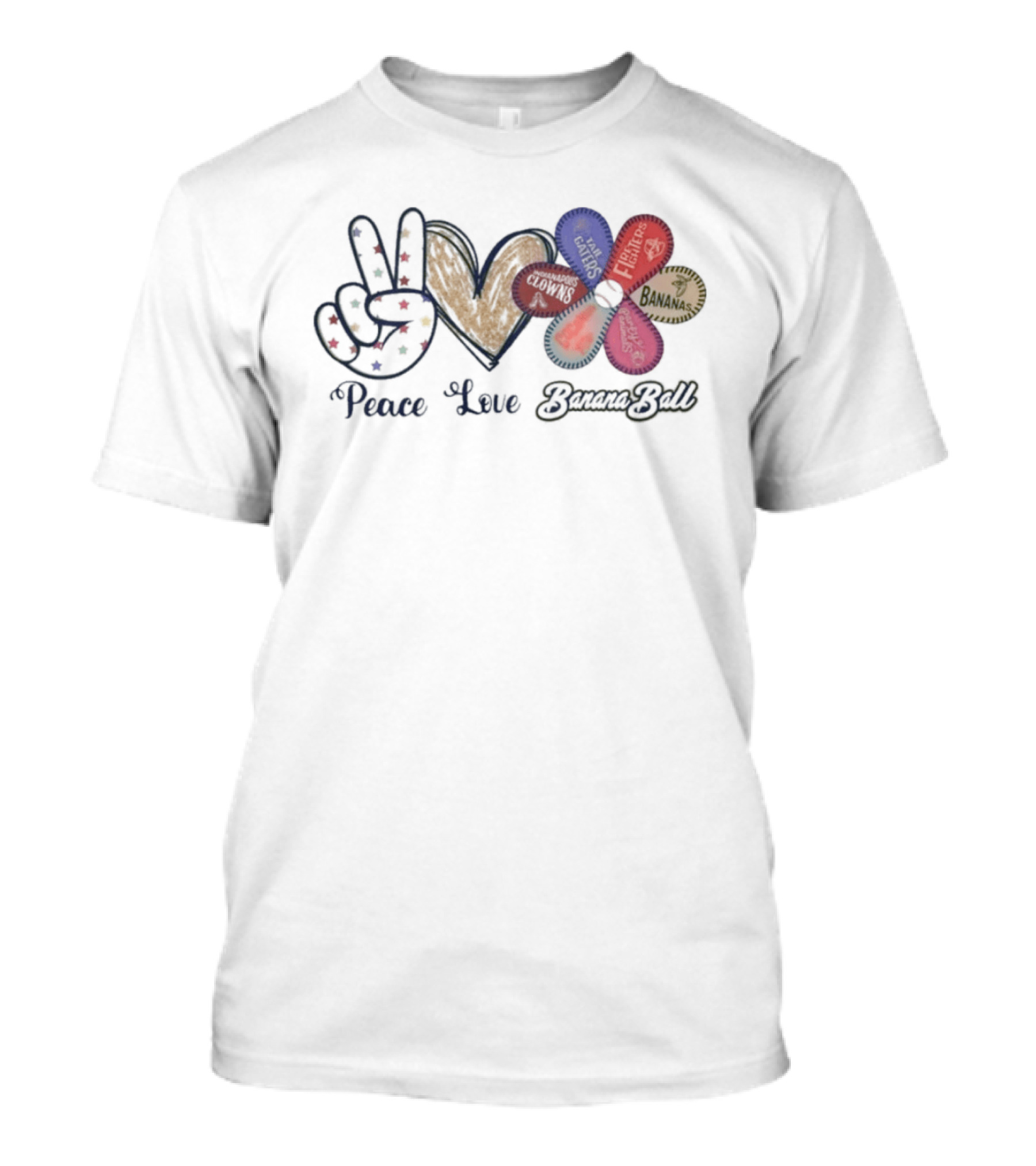 Peace Love Banana Ball 2026 Flower Power T-Shirt