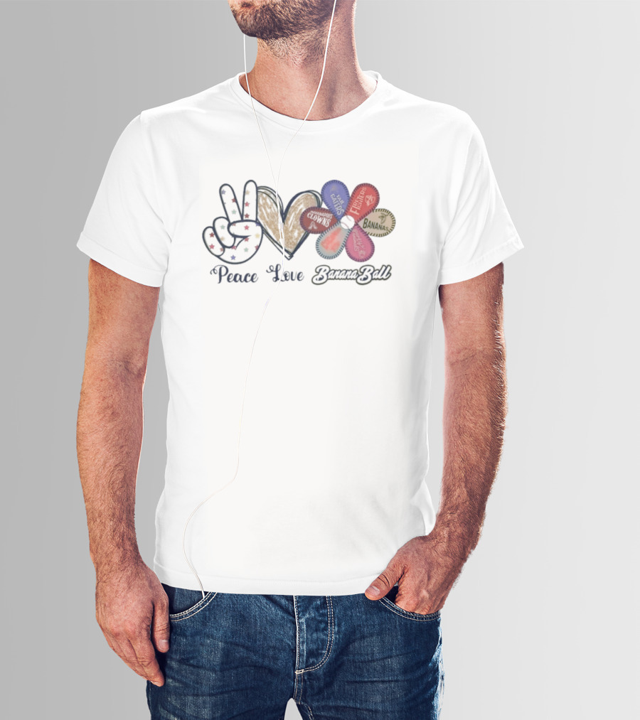 Peace Love Banana Ball 2026 Flower Power T-Shirt