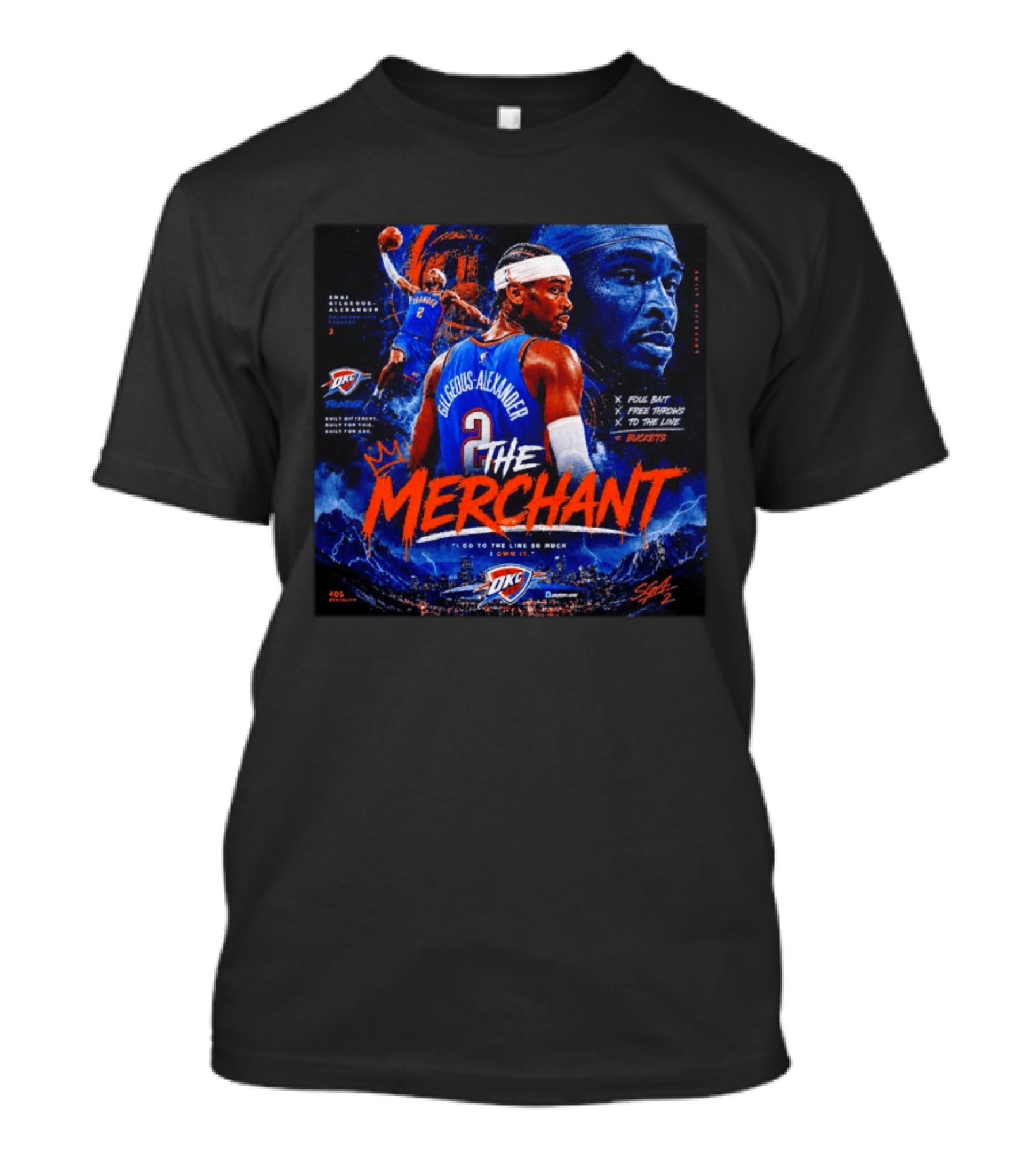 Shai Gilgeous Alexander The Merchant Oklahoma City Thunder Buckets Collage T-Shirt