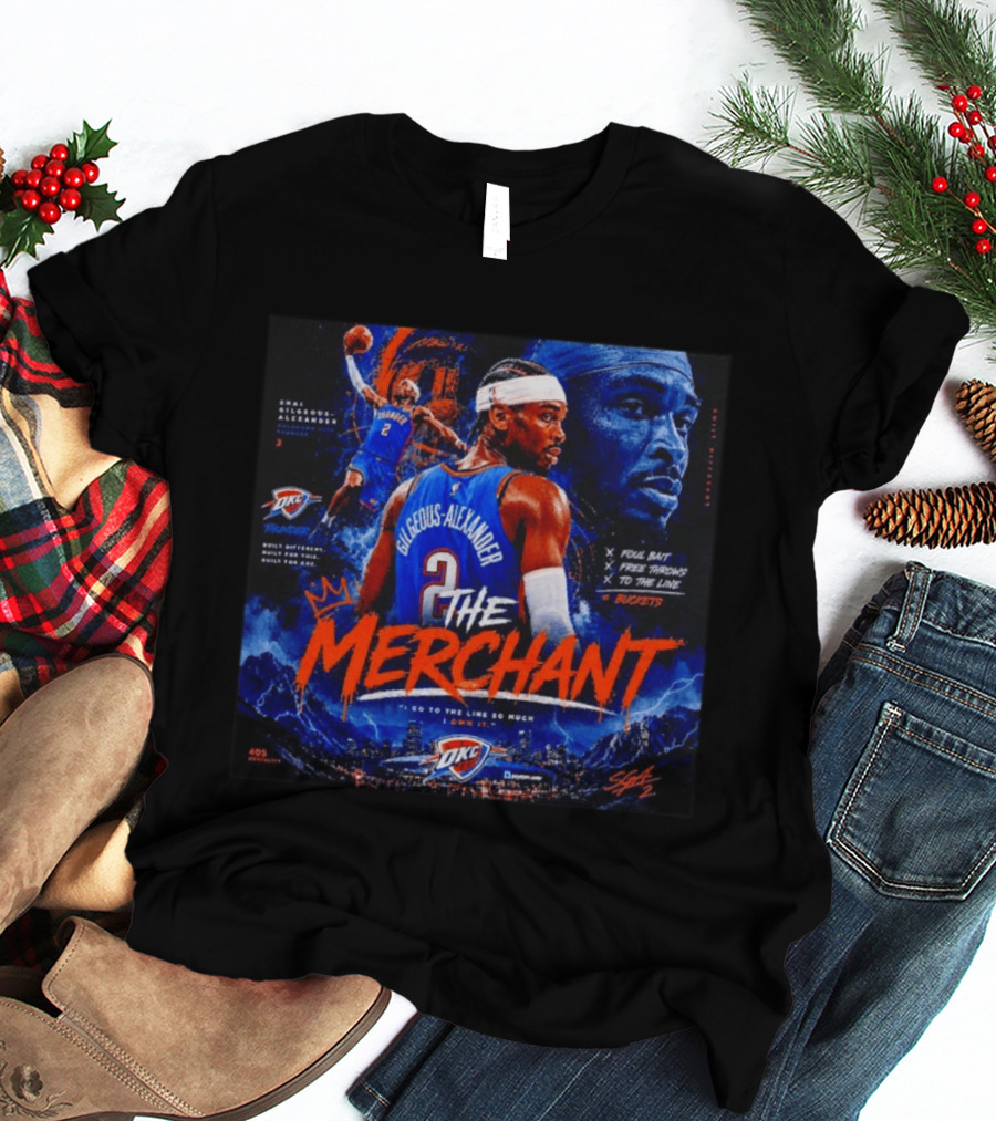 Shai Gilgeous Alexander The Merchant Oklahoma City Thunder Buckets Collage T-Shirt