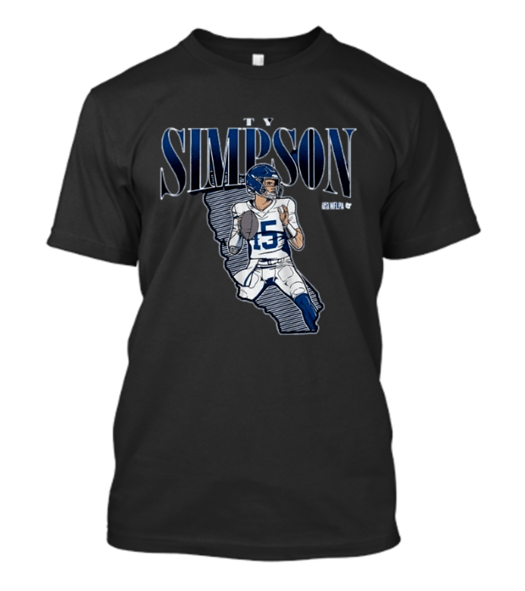 Ty Simpson Football Quarterback Illustration With Number 15 And Helmet T-Shirt