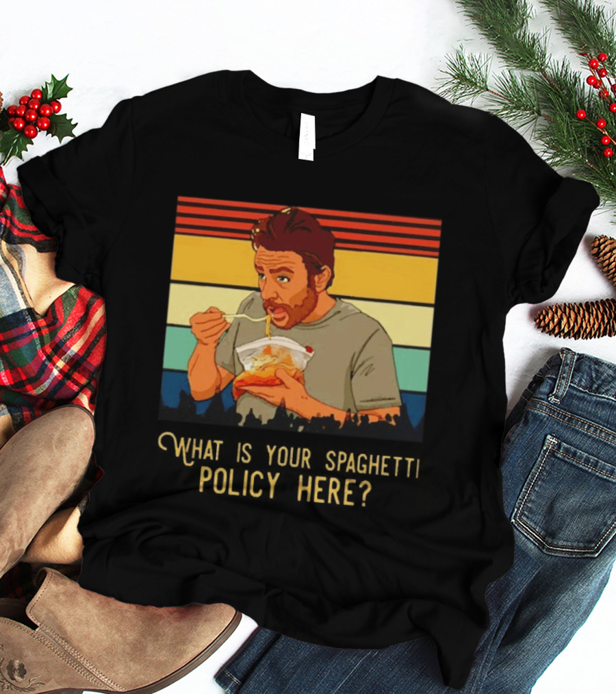 Charlie Eating Spaghetti With Retro Stripes What Is Your Spaghetti Policy Here T-Shirt