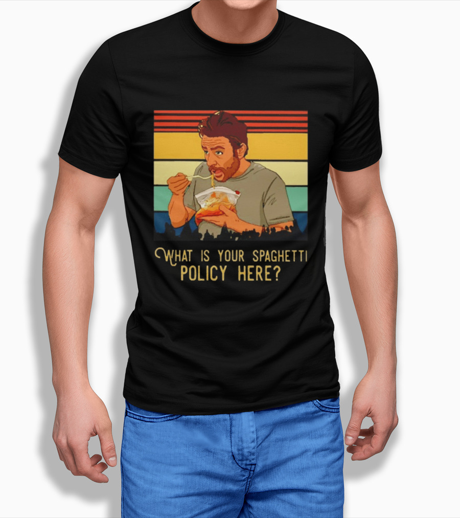 Charlie Eating Spaghetti With Retro Stripes What Is Your Spaghetti Policy Here T-Shirt