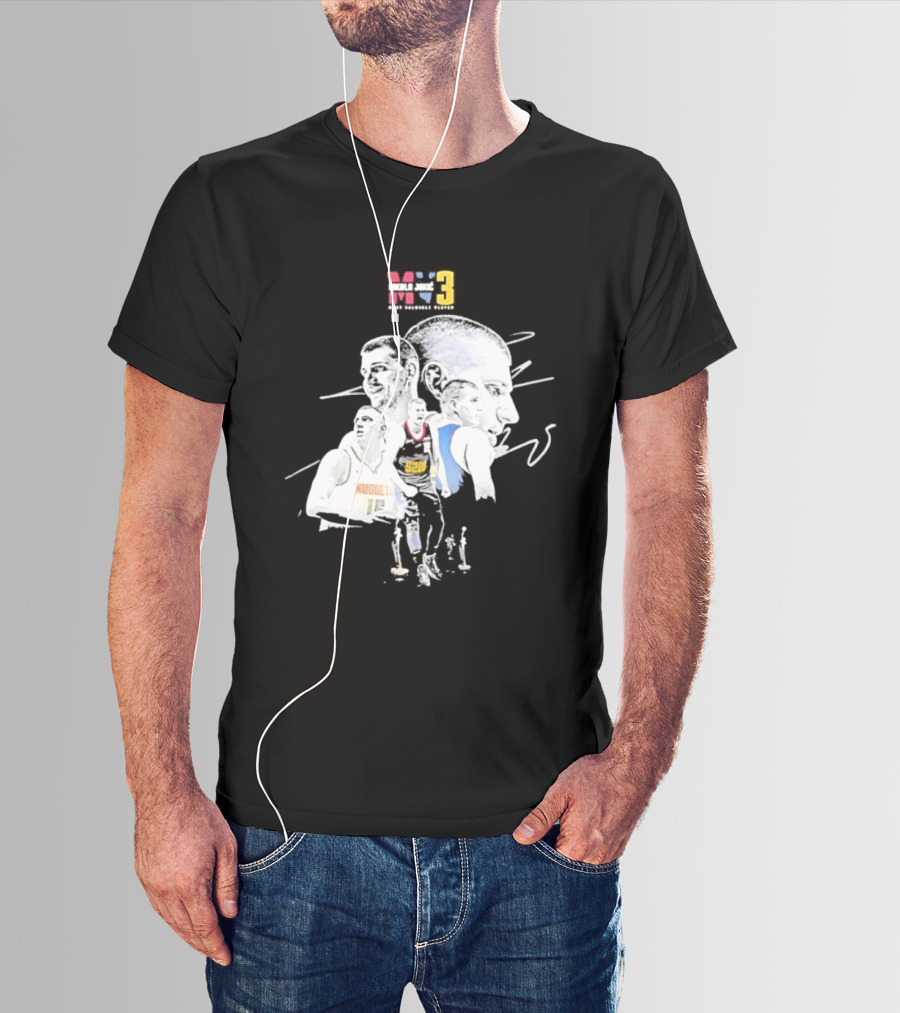 Denver Nuggets Nikola Jokic 3 MVP Basketball Art NBA 15 T-Shirt