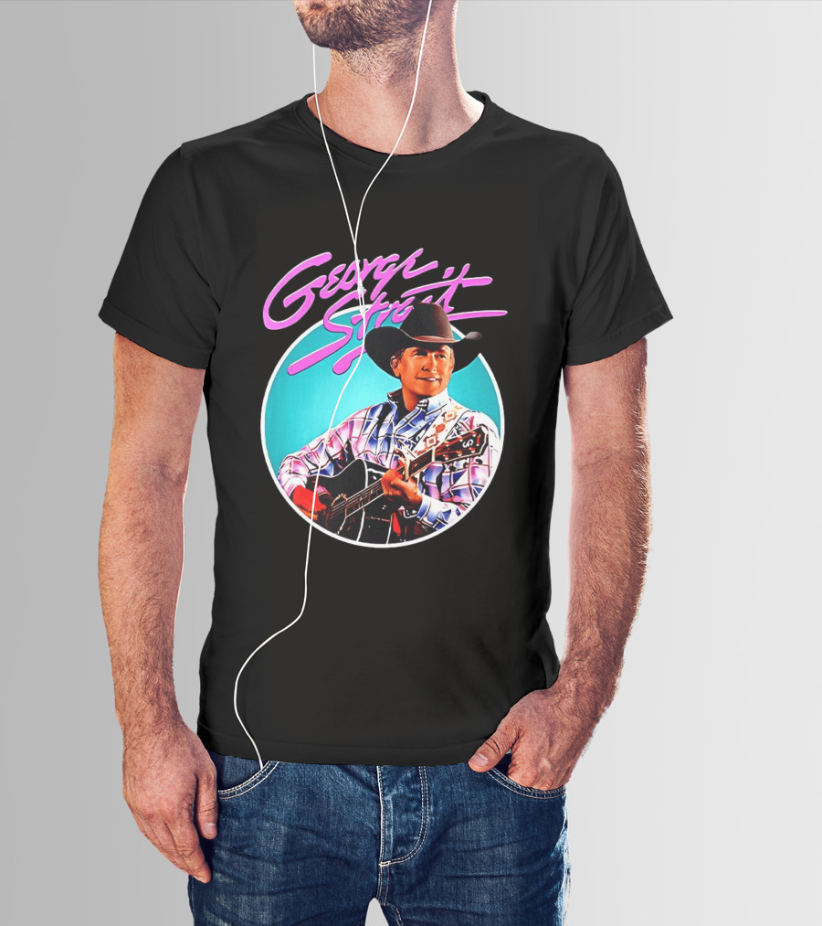 George Strait Country Music Legend Cowboy Hat And Guitar T-Shirt