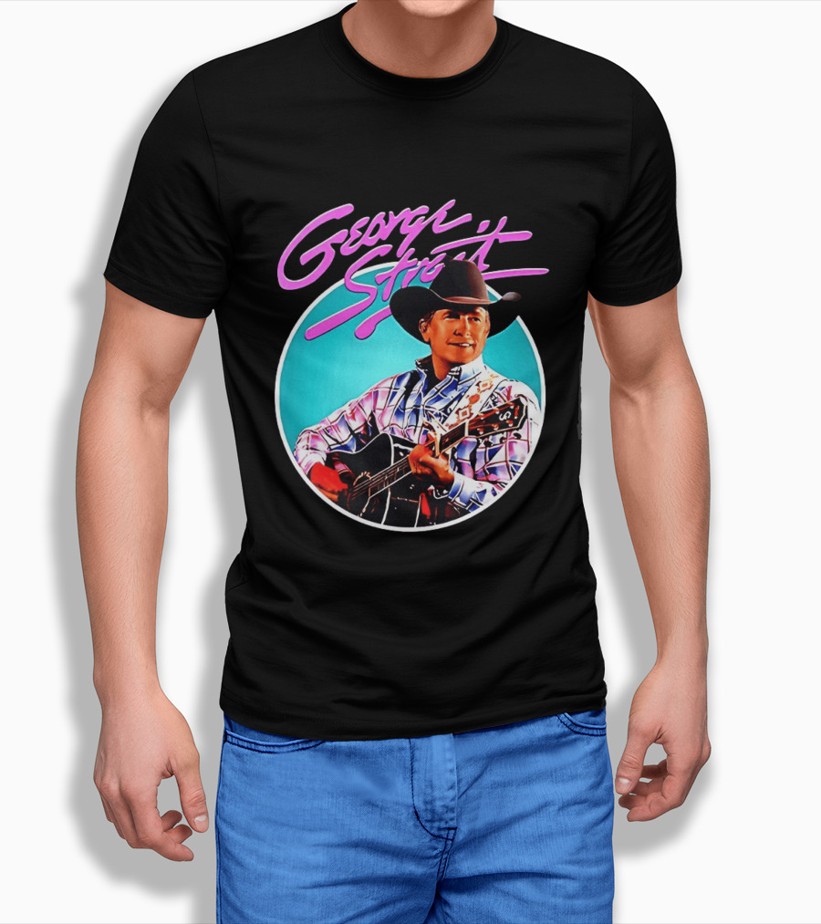 George Strait Country Music Legend Cowboy Hat And Guitar T-Shirt