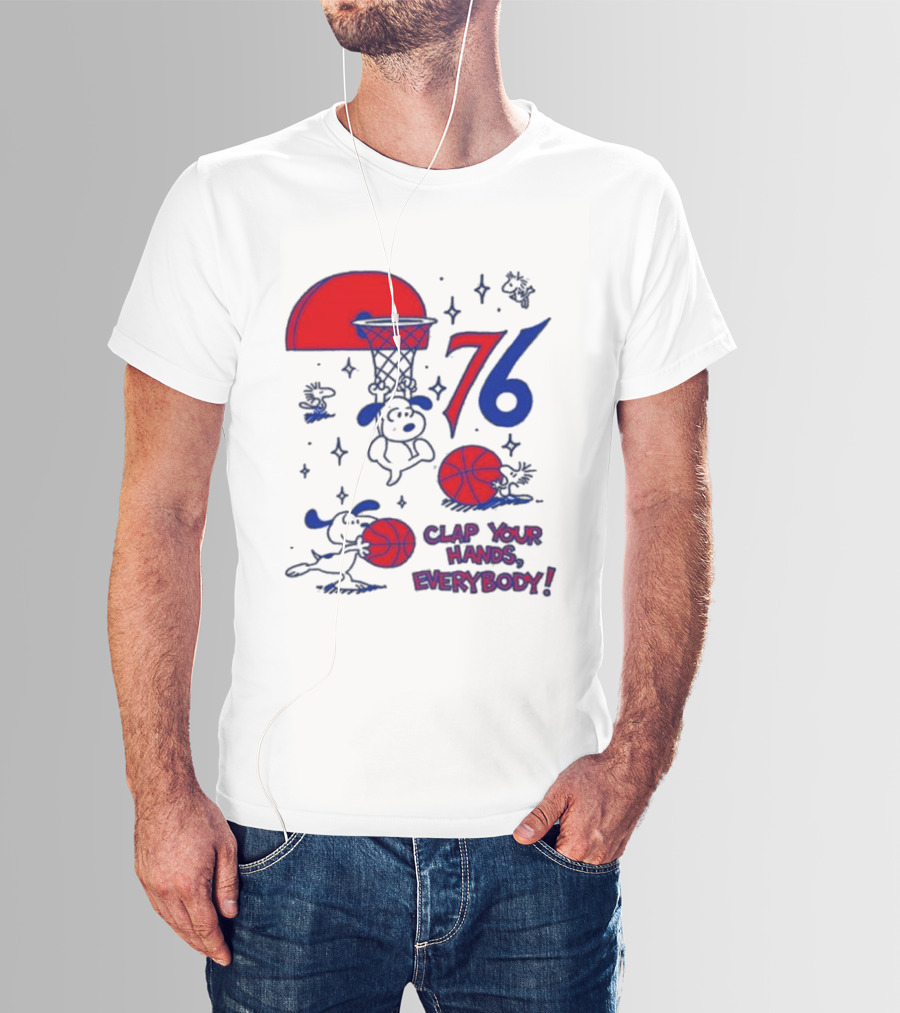 Ghost Bongo Sixers 76 Clap Your Hands Everybody Basketball Stars T-Shirt