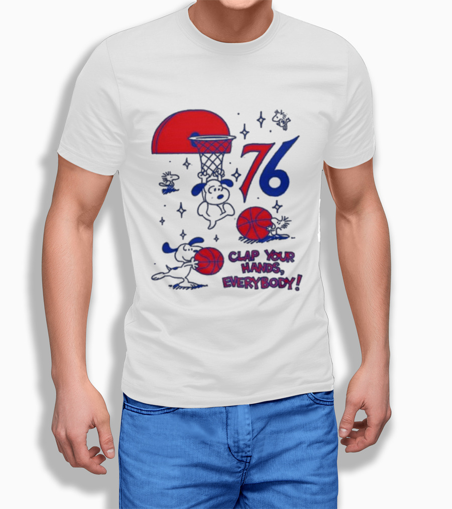 Ghost Bongo Sixers 76 Clap Your Hands Everybody Basketball Stars T-Shirt