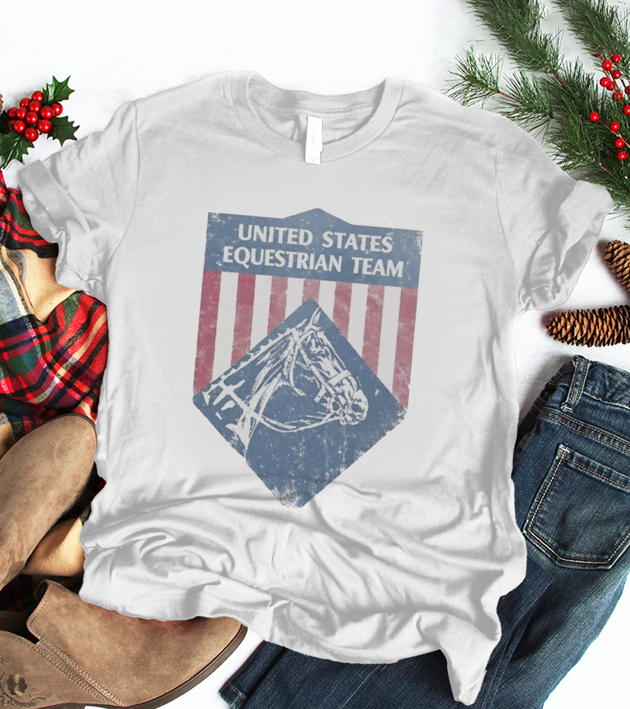 United States Equestrian Team Vintage Horse Graphic Stripes T-Shirt