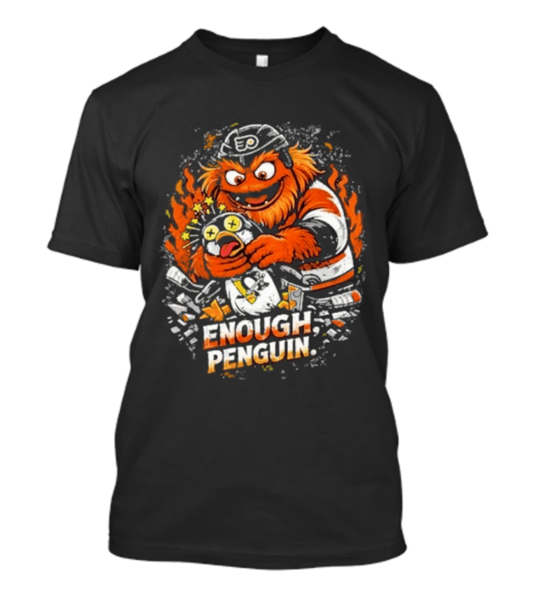 Gritty Enough Penguin Philadelphia Flyers Vs Penguins Retro Comic T-Shirt