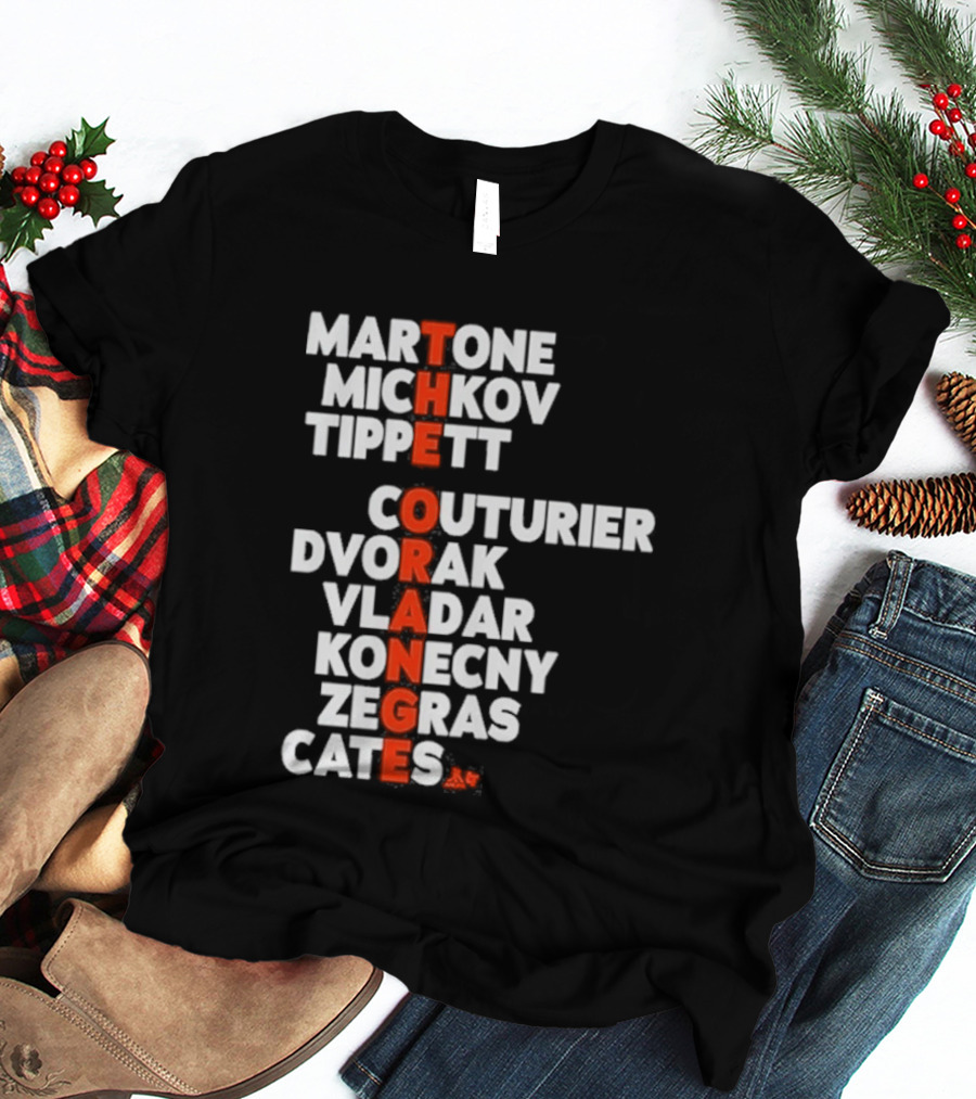 Philadelphia Hockey Martone Michkov Tippett The Orange Names Couturier Dvorak Vladar Konecny Zegras Cates T-Shirt