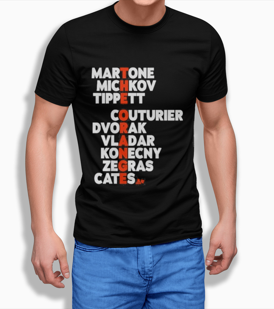 Philadelphia Hockey Martone Michkov Tippett The Orange Names Couturier Dvorak Vladar Konecny Zegras Cates T-Shirt