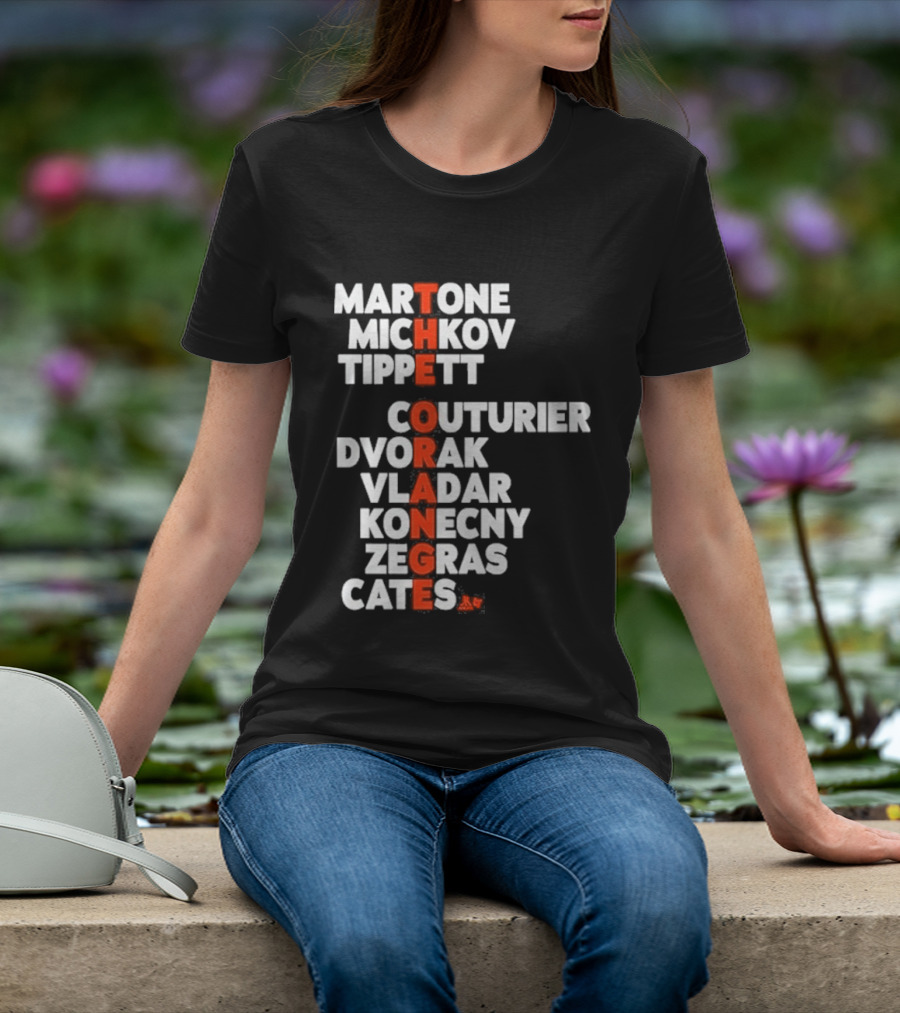 Philadelphia Hockey Martone Michkov Tippett The Orange Names Couturier Dvorak Vladar Konecny Zegras Cates T-Shirt