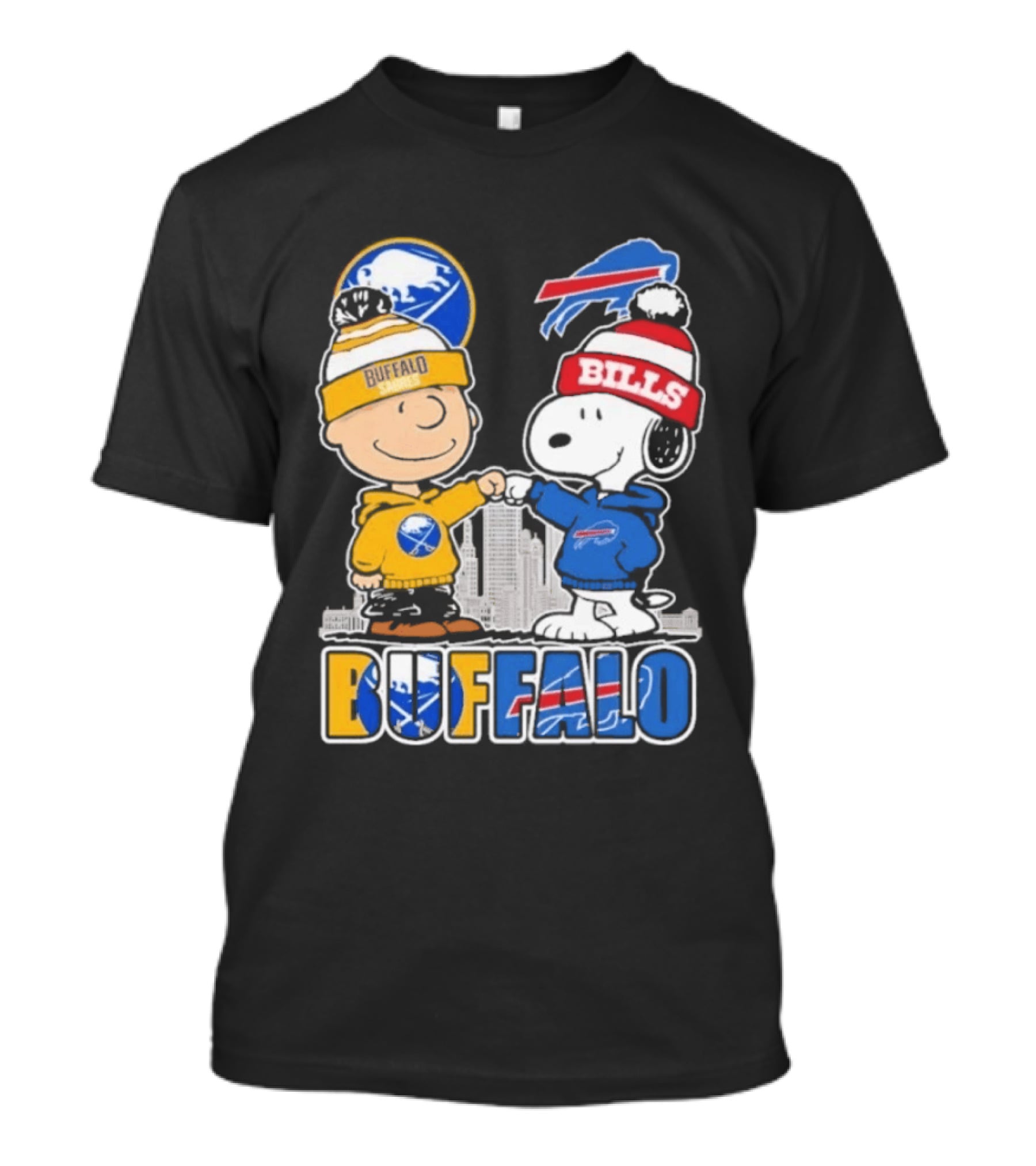 Buffalo Peanuts Fist Bump Sabres Bills Collaboration T-Shirt