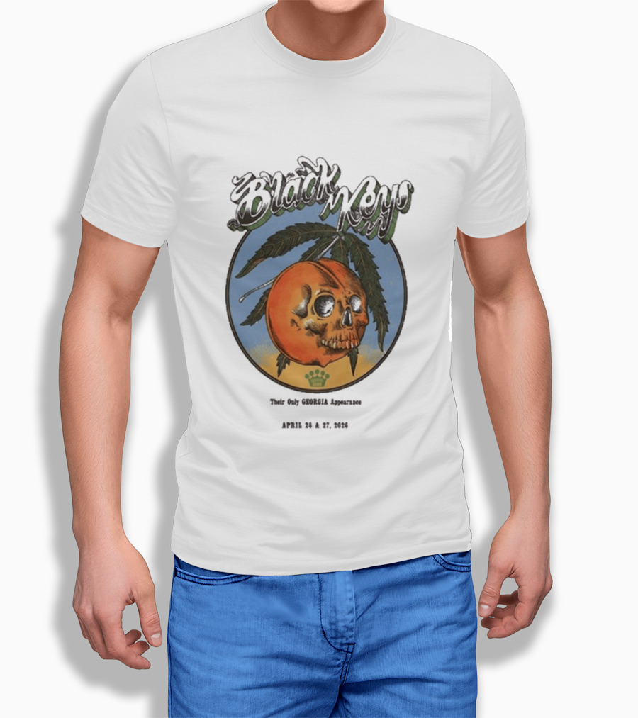 The Black Keys 2026 Atlanta Peach Skull April 26 27 Tour Date T-Shirt