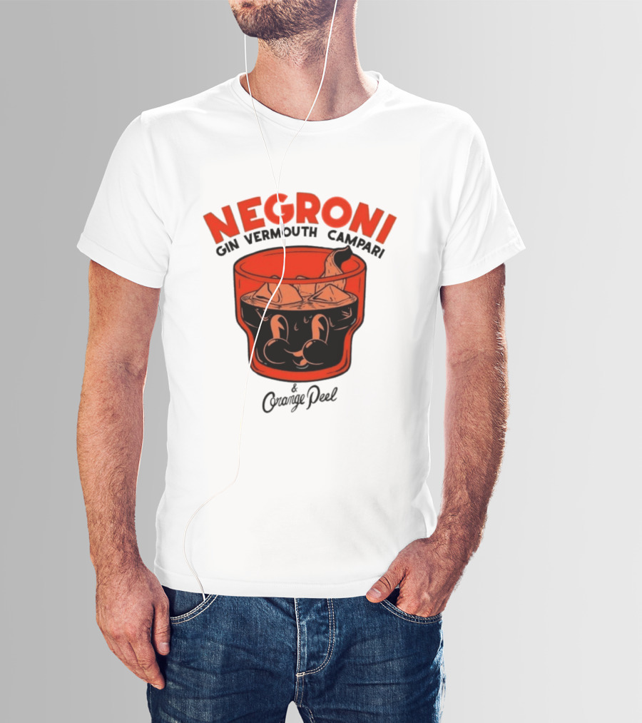 Negroni Gin Vermouth Campari With Orange Peel And Ice Retro Comic T-Shirt