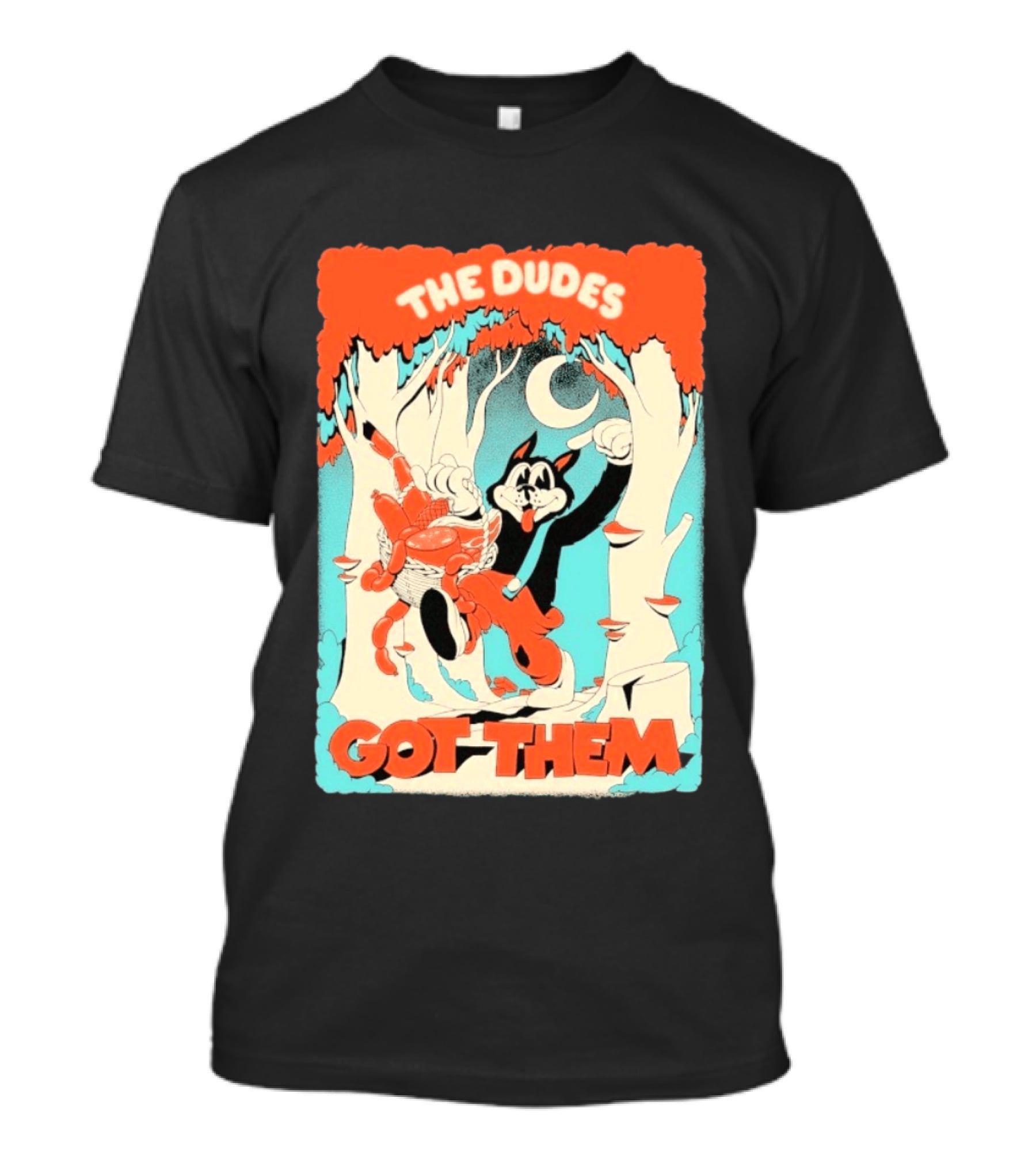 The Dudes Got Them Big Black Wolf In Forest Adventure T-Shirt