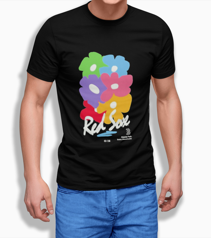 Boston Red Sox 47 Dark Green Red Sox Flower Power Murakami Gallery Foundation T-Shirt