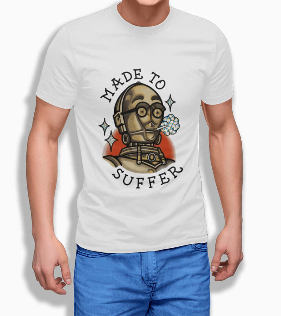 Made To Suffer Robot With Vintage Cartoon T-Shirt