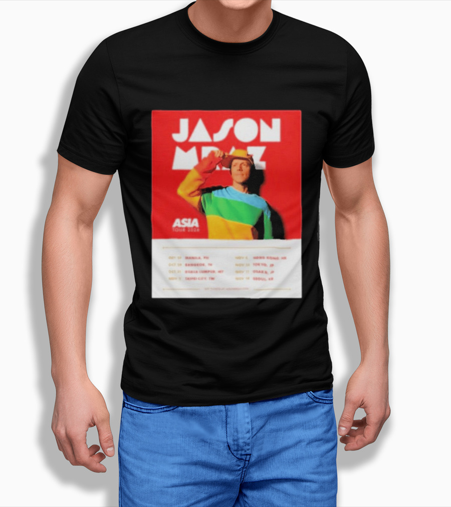 Jason Mraz Asia Tour Manila Bangkok Kuala Lumpur Taipei Hong Kong Tokyo Osaka Seoul 2026 T-Shirt