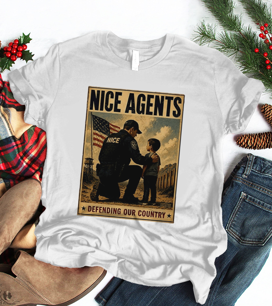 Nice Agents Defending Our Country Flag Patch Officer And Child T-Shirt