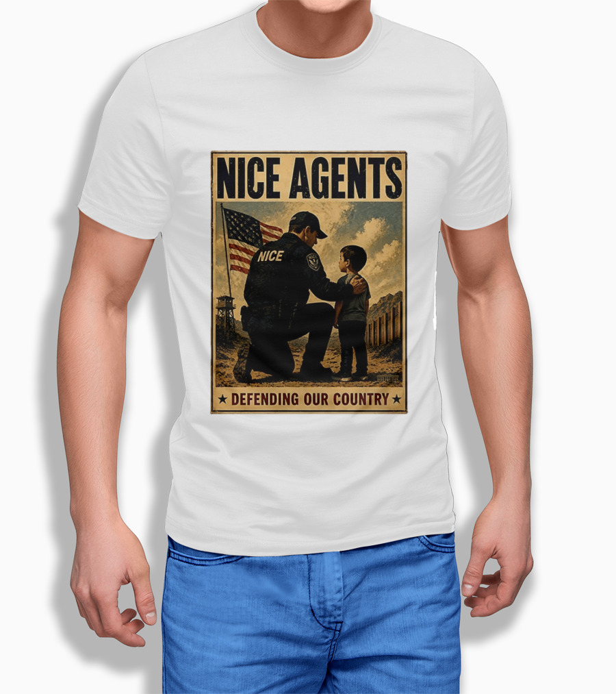 Nice Agents Defending Our Country Flag Patch Officer And Child T-Shirt