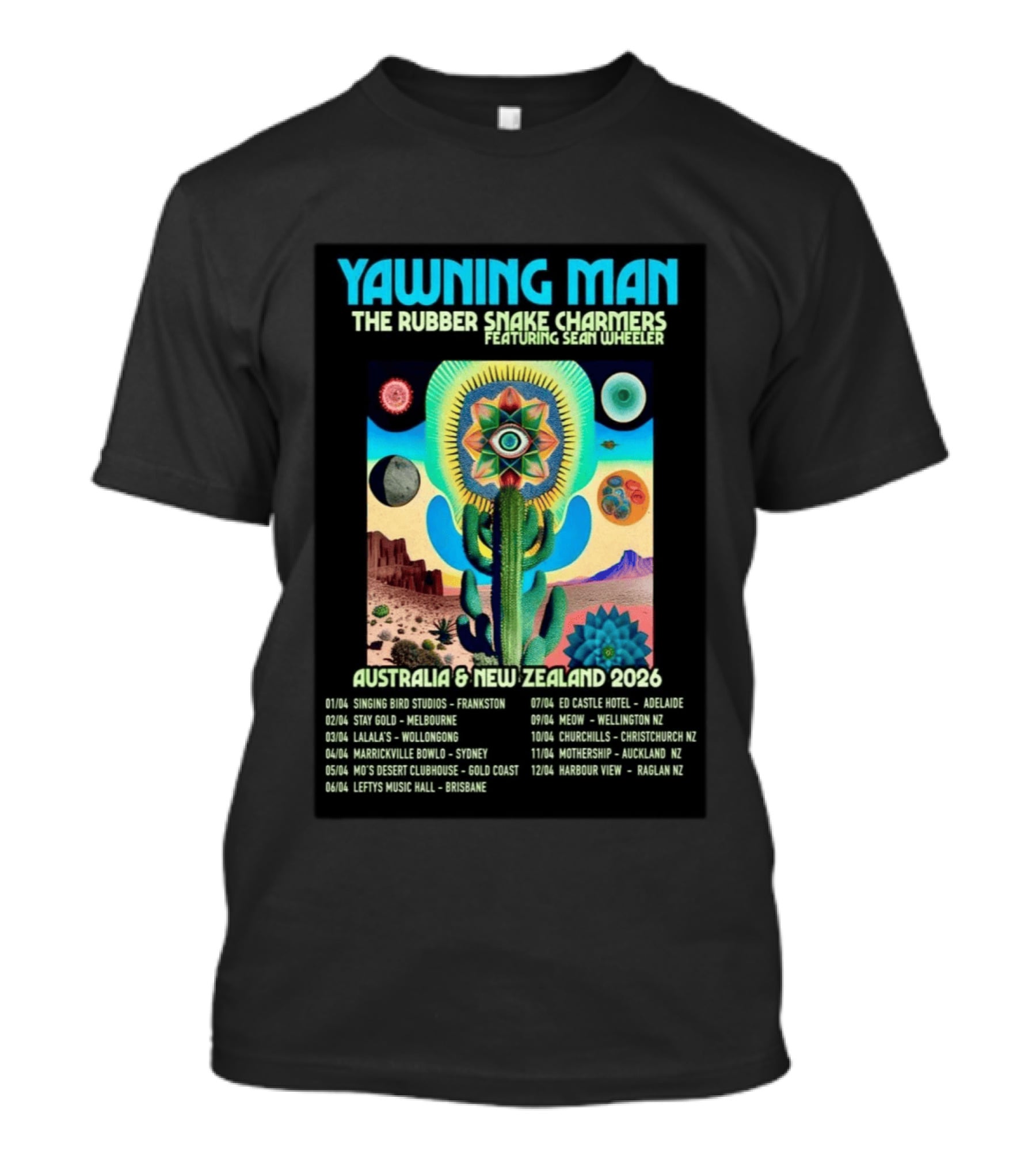 Yawning Man The Rubber Snake Charmers Featuring Sean Wheeler Australia & New Zealand 2026 Tour T-Shirt