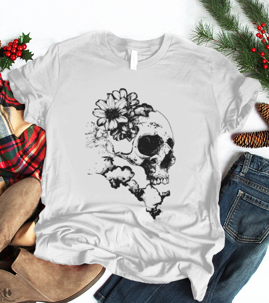 Emery Blooming Skull Watermelon Floral Aesthetic T-Shirt